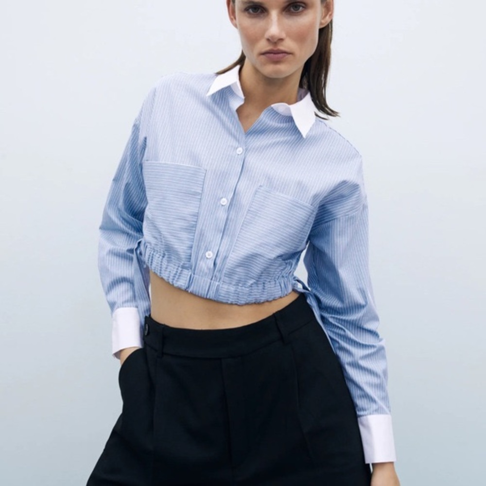 ZARA Contrasting Poplin Top